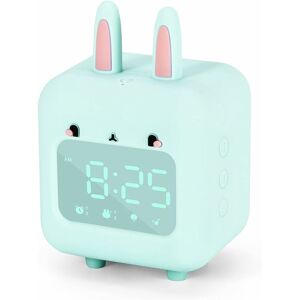 PESCE Kids Alarm Clock, Digital Alarm Clock for Kids, Cute Bunny Alarm Clock for Girls, White Noise Alarm Clock, Night Light with USB Children's Alarm