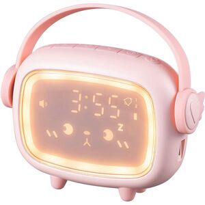 PESCE Kids Alarm Clock for Girls Bedroom Ok to Wake,Children's Sleep Trainer,Wake Up Light & Night Light pink