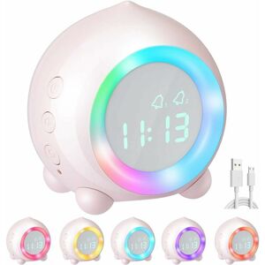 HOOPZI Kids Alarm Clock, Wake Up Light Digital Clock Nap Timer Snooze Funtion Digital Simulator Alarm Clock Bedside for Girls Boys Bedroom Alarm Clock with