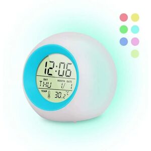 HÉLOISE Led Alarm Clock for Kids, 7 Color led Light Alarm Clock, 12/24 Hour Digital Clock, 8 Wake Up Ringtones, Luminous Alarm Clock with Date and