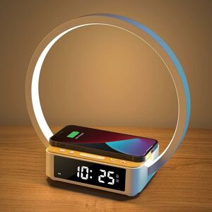 HÉLOISE LED Bedside Lamp, Desk Lamp Night Lamp 3 Brightness Levels and Wireless Charger Clock Lamp Wake-up Lamp and Touch Sensitive USB Charging