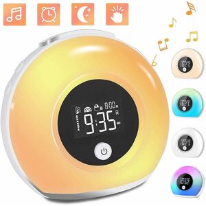 LANGRAY Light alarm clock, alarm clock with light and music for children, wake up light with bluetooth speaker, travel alarm clock with 12 hour display /