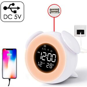 PESCE Lighted Alarm Clock for Kids, Digital Alarm Clock Bedside Lamp Snooze Touch Control usb Charging Port Dual Alarm Clock Kids Alarm Clock for Bedside