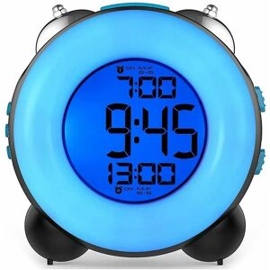 MUMU Loud alarm clock for heavy sleepers with optional alarm dual alarm settings snooze function (full blue) 1 piece