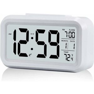 Cyslmuk - 1pc White Digital Alarm Clock Morning Wake Up, Digital Clock Battery Operated Alarm Clock Silent for Kids Adults Large led Display
