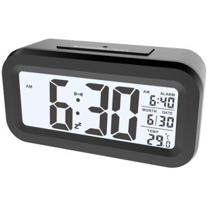 Cyslmuk - 1pc Black Digital Alarm Clock Morning Wake Up, Digital Clock Battery Operated Alarm Clock Silent for Kids Adults Large led Display