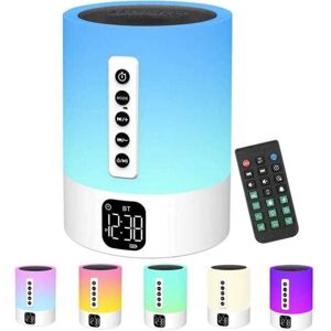 Ikodm - Alarm Clock Bluetooth Speaker Bedside Lamp with White Noise Machine, Multifunctional White Noise Baby Bluetooth Speaker Night Light Alarm
