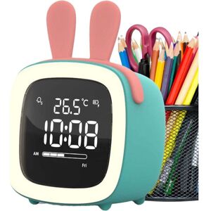 ALWAYSH Led Digital Clock, The cute blue deer cartoon smart alarm clock is specially designed for children and students. It comes with a silent