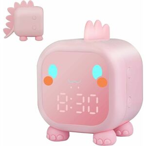DEWDAT Children's Alarm Clock for Girls Boys Dinosaur Light Up Alarm Clock Digital Child Lamp Alarm Clock Night Light Day Night Child Kindergarten Alarm