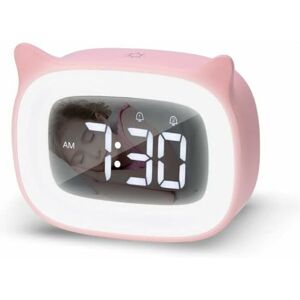 Dewdat - Children's digital clock, pink cat clock, lovely clock with night light, children's clock, clock gifts