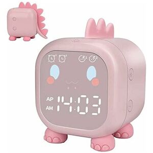 Héloise - Cute Child Alarm Clock, Multifunctional Adjustable Night Light Countdown Snooze Voice Control Rechargeable Clock (Pink)