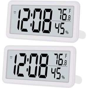 Tlily - Digital Alarm Clock,Desk Clock,Battery Operated lcd Electronic Clock Decorations for Bedroom Kitchen Office - White X2 I500150493A2