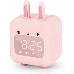 DEWDAT Kids Alarm Clock, Digital Alarm Clock for Kids, Cute Bunny Alarm Clock for Girls, White Noise Alarm Clock, Night Light with usb Children's Alarm