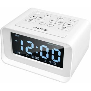 Dewdat - Clock Radio with Dual Alarms, Digital Alarm Clock with 2 usb Charging Ports, 0-100% Dimmable, fm Sleep Timer, 6 Ringtones, Adjustable Dewdat - Clock Radio with Dual Alarms, Digital Alarm Clock with 2 usb Charging Ports, 0-100% Dimmable, fm Sleep Timer, 6 Ringtones, Adjustable