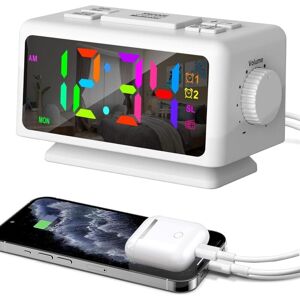 WOIYIC Digital Alarm Clock for Bedroom, Colorful Dynamic RGB Night Lights, Multicolor Digit Display, Dimmable, USB Charger, FM Radio Alarm Clock for Deep WOIYIC Digital Alarm Clock for Bedroom, Colorful Dynamic RGB Night Lights, Multicolor Digit Display, Dimmable, USB Charger, FM Radio Alarm Clock for Deep