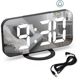 Linghhang - Large Digital Clock - Black, led Electric Alarm Clock, Wake Up, Snooze, 3 Dimming Modes, Mains Powered Bedside Alarm Clock, Decorative Linghhang - Large Digital Clock - Black, led Electric Alarm Clock, Wake Up, Snooze, 3 Dimming Modes, Mains Powered Bedside Alarm Clock, Decorative