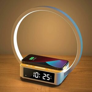 GRID COOL Led Bedside Lamp, Desk Lamp Night Light 3 Brightness Levels and Wireless Charger Clock Lamp Wake-up Light and Touch Sensitive usb Charging GRID COOL Led Bedside Lamp, Desk Lamp Night Light 3 Brightness Levels and Wireless Charger Clock Lamp Wake-up Light and Touch Sensitive usb Charging