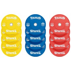 Taurus Coloured Olympic Rubber Bumper Weight Plates 240kg Set Taurus Coloured Olympic Rubber Bumper Weight Plates 240kg Set