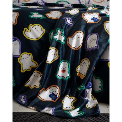 Catherine Lansfield Black Halloween Ghosts Throw - 130cm x 170cm Catherine Lansfield Black Halloween Ghosts Throw - 130cm x 170cm