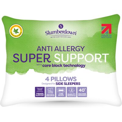 Slumberdown SS Anti Allergy 4 Pack White - - Size: PACK 4 White PACK 4 Slumberdown SS Anti Allergy 4 Pack White - - Size: PACK 4 White PACK 4