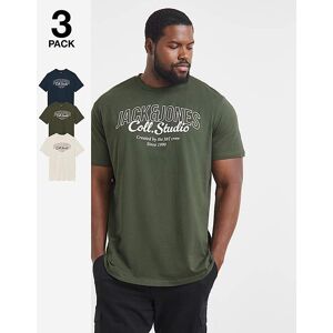 Jack & Jones Makoto Logo T-Shirt 3 Pack Multi - - Size: M(44) Multi M(44) male Jack & Jones Makoto Logo T-Shirt 3 Pack Multi - - Size: M(44) Multi M(44) male