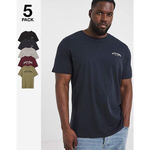 Jack & Jones Josh Logo T-Shirt 5 Pack Multi - - Size: M(44) Multi M(44) male Jack & Jones Josh Logo T-Shirt 5 Pack Multi - - Size: M(44) Multi M(44) male