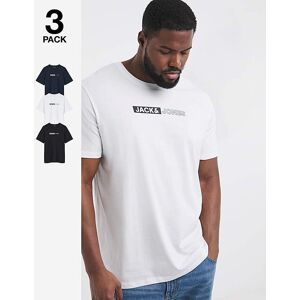 Jack & Jones Corp Logo T-Shirt 3 Pack Black - - Size: L(47) Black L(47) male Jack & Jones Corp Logo T-Shirt 3 Pack Black - - Size: L(47) Black L(47) male