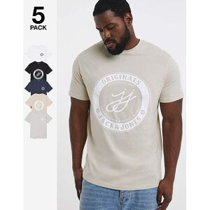 Jack & Jones Theo Logo T-Shirt 5 Pack Multi - - Size: 4XL(59) Multi 4XL(59) male Jack & Jones Theo Logo T-Shirt 5 Pack Multi - - Size: 4XL(59) Multi 4XL(59) male