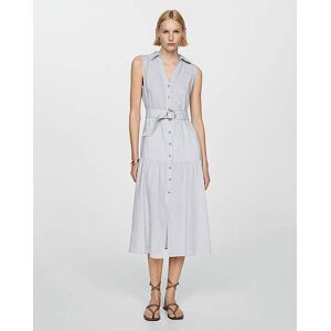 Mango Linen Blend Shirt Midi Dress Blue - - Size: 8 Blue Mango Linen Blend Shirt Midi Dress Blue - - Size: 8 Blue