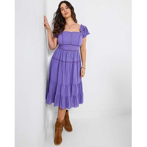 Joe Browns JB Amelia Flower Trim Cotton Dress Purple - - Size: 12 Purple Joe Browns JB Amelia Flower Trim Cotton Dress Purple - - Size: 12 Purple