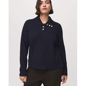 Mango Button Neck Sweater Navy - - Size: 1XL Navy female Mango Button Neck Sweater Navy - - Size: 1XL Navy female