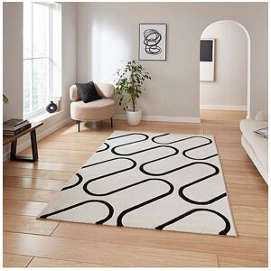 Catherine Lansfield Linear Curve Rug White/Black - - Size: 120X170 White/Black 120X170 Catherine Lansfield Linear Curve Rug White/Black - - Size: 120X170 White/Black 120X170