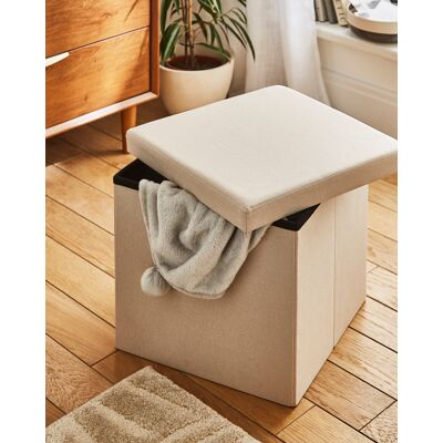 JD Williams Fabric Foldable Storage Ottoman Cube Natural - Natural JD Williams Fabric Foldable Storage Ottoman Cube Natural - Natural