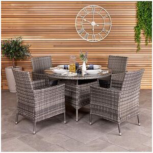 Charles Bentley 4 Seater Rattan Dining Set Grey - Grey Charles Bentley 4 Seater Rattan Dining Set Grey - Grey