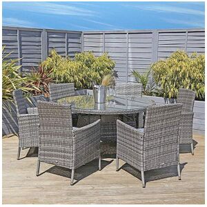 Charles Bentley 6 Seater Rattan Dining Set Grey - Grey Charles Bentley 6 Seater Rattan Dining Set Grey - Grey