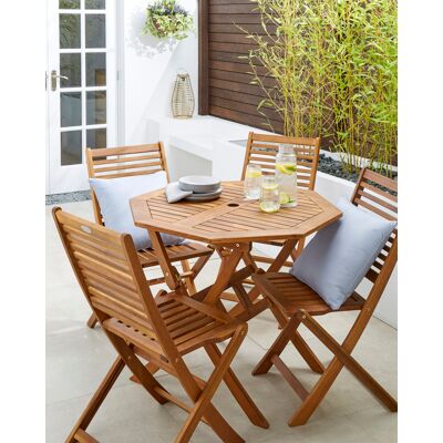Charles Bentley FSC Acacia Wooden Octagonal Table & Chairs - Table and Chairs Set Charles Bentley FSC Acacia Wooden Octagonal Table & Chairs - Table and Chairs Set
