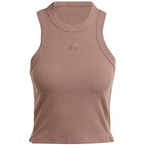 Adidas Lounge Ribbed Crop Tank Top Brown 2x 24/26 Female Adidas Lounge Ribbed Crop Tank Top Brown 2x 24/26 Female
