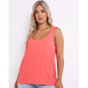 Simply Be Coral Scoop Neck Vest Top  - Coral - Size: 22