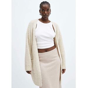 Mango V-Neck Chunky Rib Cardigan Cream Xl Female