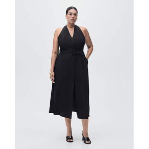 Mango Collared Belted Midi Dress Black 14 Female Mango Collared Belted Midi Dress Black 14 Female