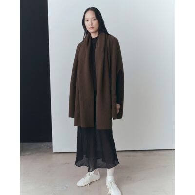 Mango Capri Cable Knit Cape Dark Brown One Size Female Mango Capri Cable Knit Cape Dark Brown One Size Female