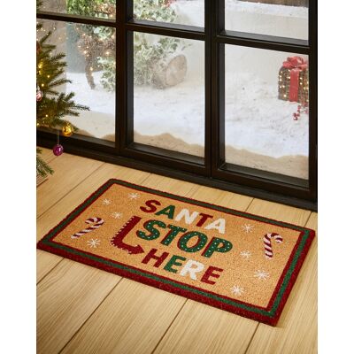 Think Rugs Santa Stop Here Coir Doormat Multi 45x75 Female Think Rugs Santa Stop Here Coir Doormat Multi 45x75 Female