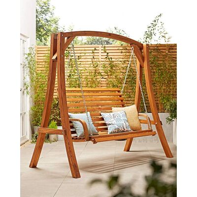 Charles Bentley 3 Seater Swing Chair Wood Female Charles Bentley 3 Seater Swing Chair Wood Female