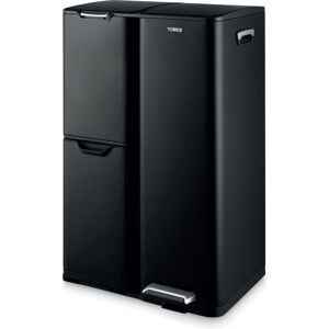 Tower Recycling Bin With 3 Compartments Black Female Tower Recycling Bin With 3 Compartments Black Female
