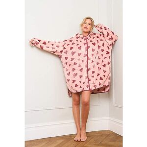 Jim Jam The Label Heart Print Oversized Zip Hoody Pink One Size Female Jim Jam The Label Heart Print Oversized Zip Hoody Pink One Size Female