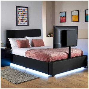 XR Living Ava Upholstered PU TV Bed Black DOUBLE XR Living Ava Upholstered PU TV Bed Black DOUBLE