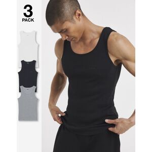 BOSS 3 Pack Rib Vest Black/White/Grey S male BOSS 3 Pack Rib Vest Black/White/Grey S male