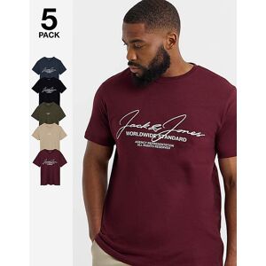 Jack & Jones Cover Logo T-Shirt 5 Pack Multi 4XL(59) male Jack & Jones Cover Logo T-Shirt 5 Pack Multi 4XL(59) male