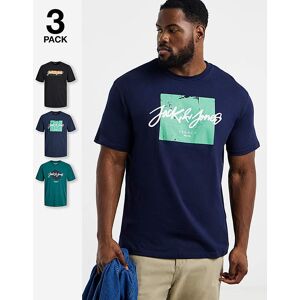 Jack & Jones Tiley Logo T-Shirt 3 Pack Multi 2XL(53) male Jack & Jones Tiley Logo T-Shirt 3 Pack Multi 2XL(53) male