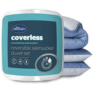 Silentnight Seersucker Coverless Set Grey/Blue SINGLE Silentnight Seersucker Coverless Set Grey/Blue SINGLE